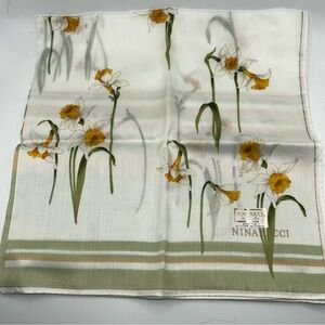 Nina Ricci cotton floral square handkerchief NWOT